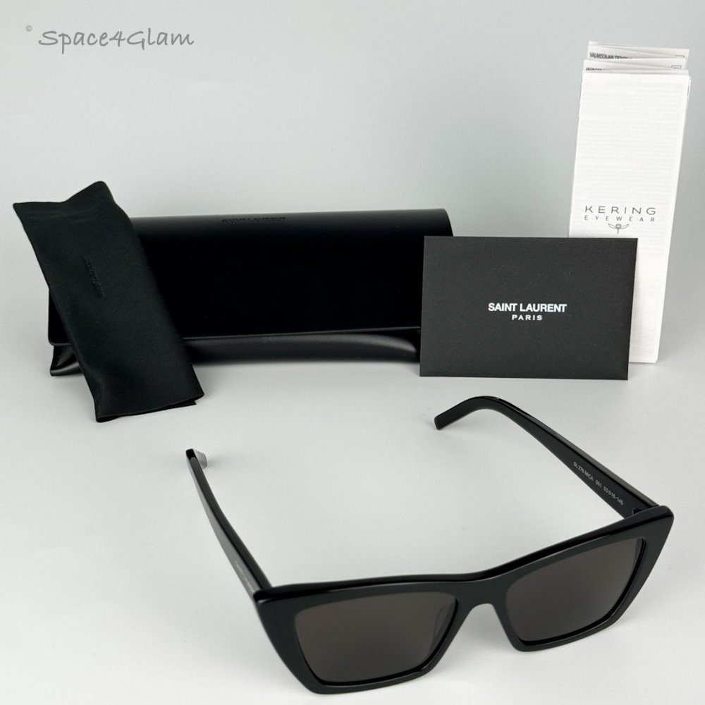 NEW Saint Laurent SL276 MICA 001 Black Gray Cat Eye Women Sunglasses - Picture 5 of 12